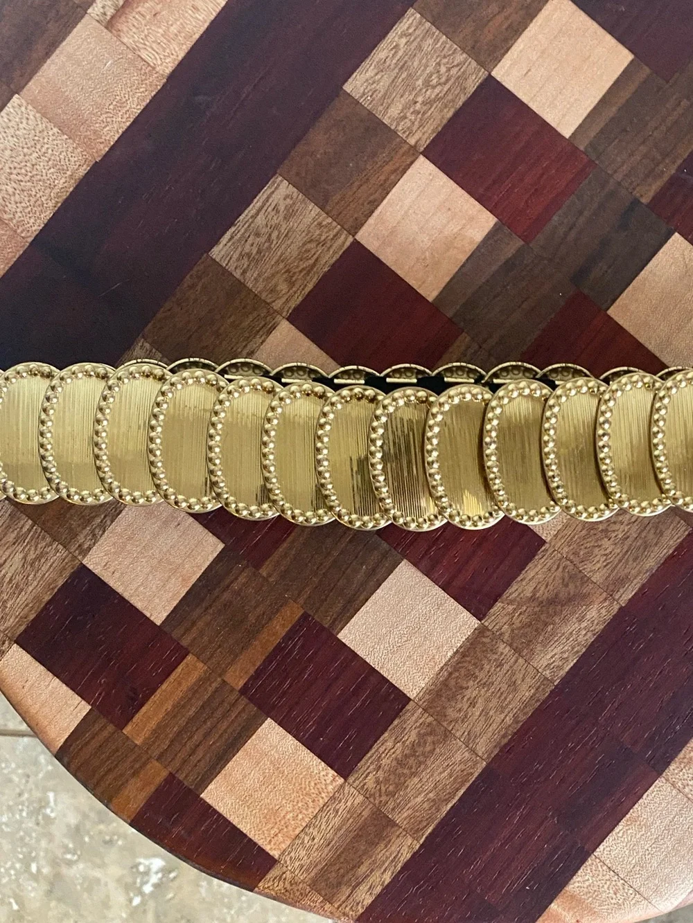 Vintage Gold Medallion Stretch Conch Belt Boho Disco Concho Statement Waist Belt